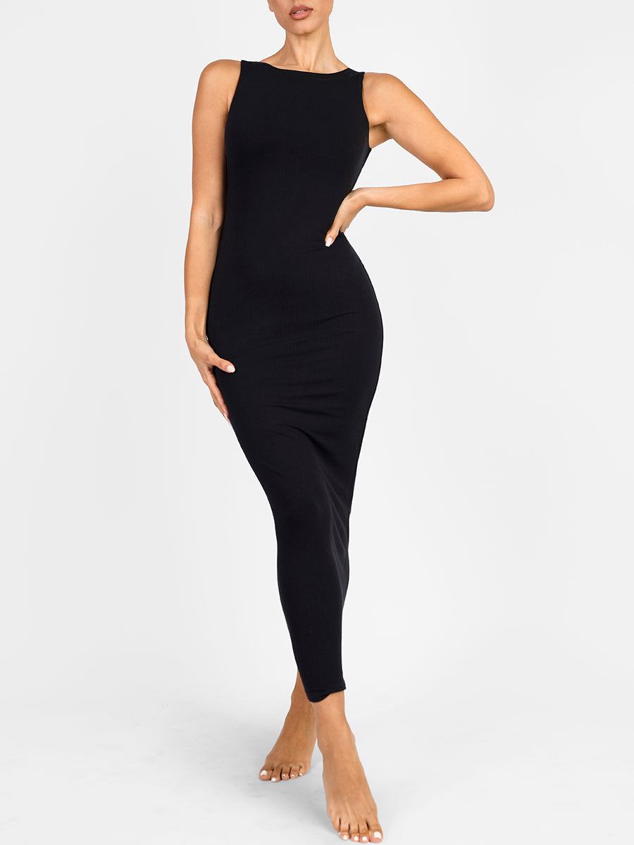 Aria | Sculpting High Neck Sleeveless Maxi Dress