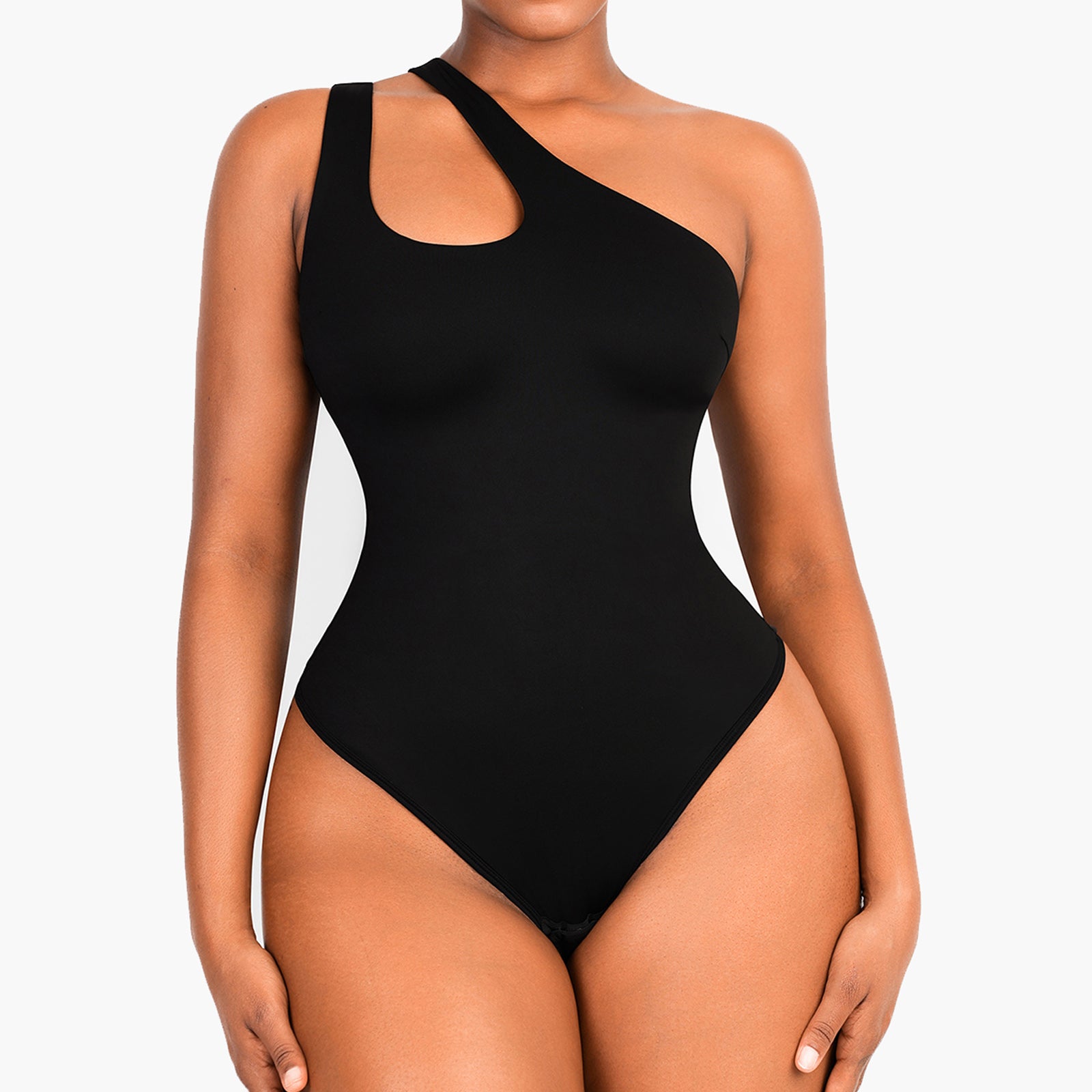Sadie | Seamless Sculpting Thong Bodysuit - Cross Shoulder