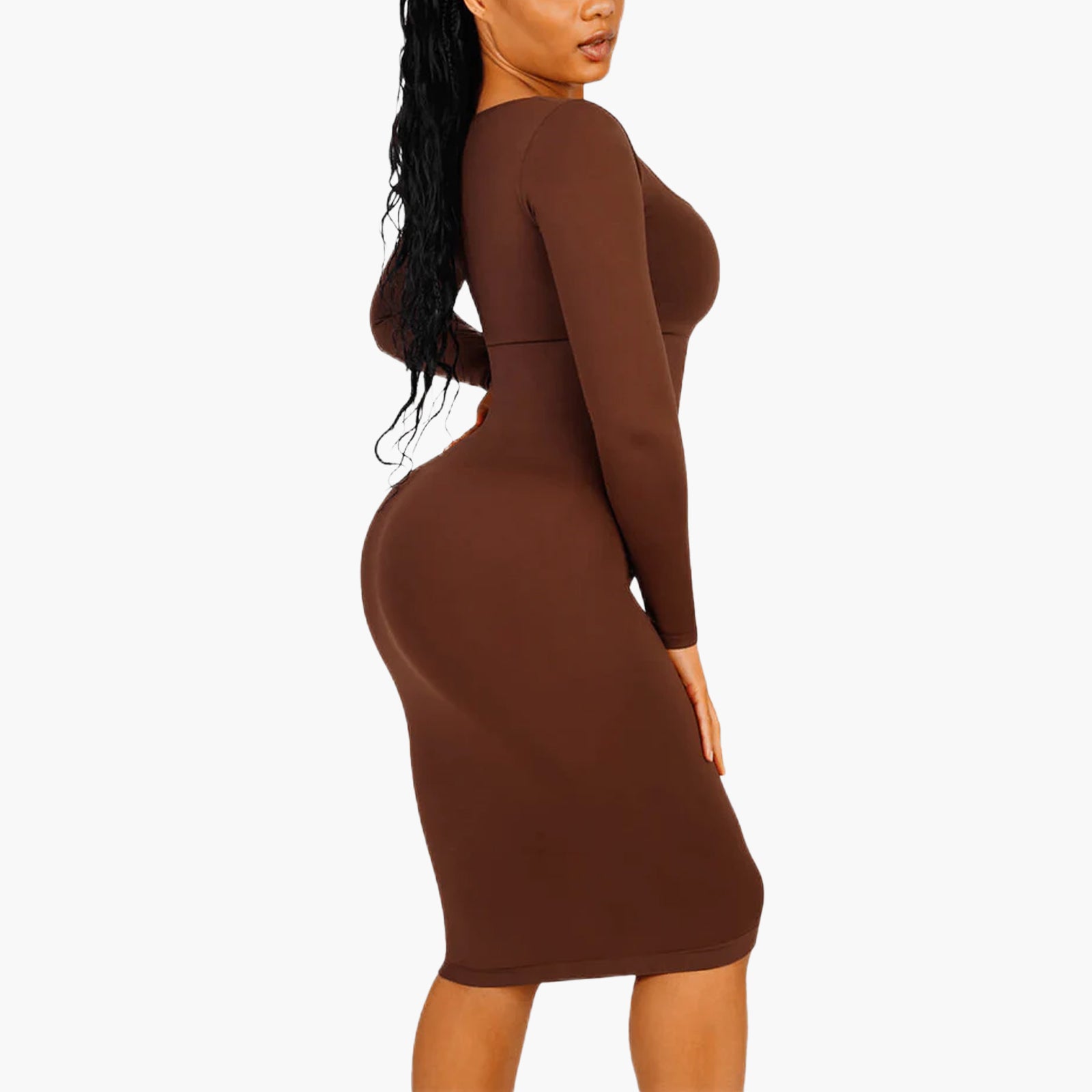 Londyn | Seamless Sculpting Square-Neck Long Sleeve Midi Dress