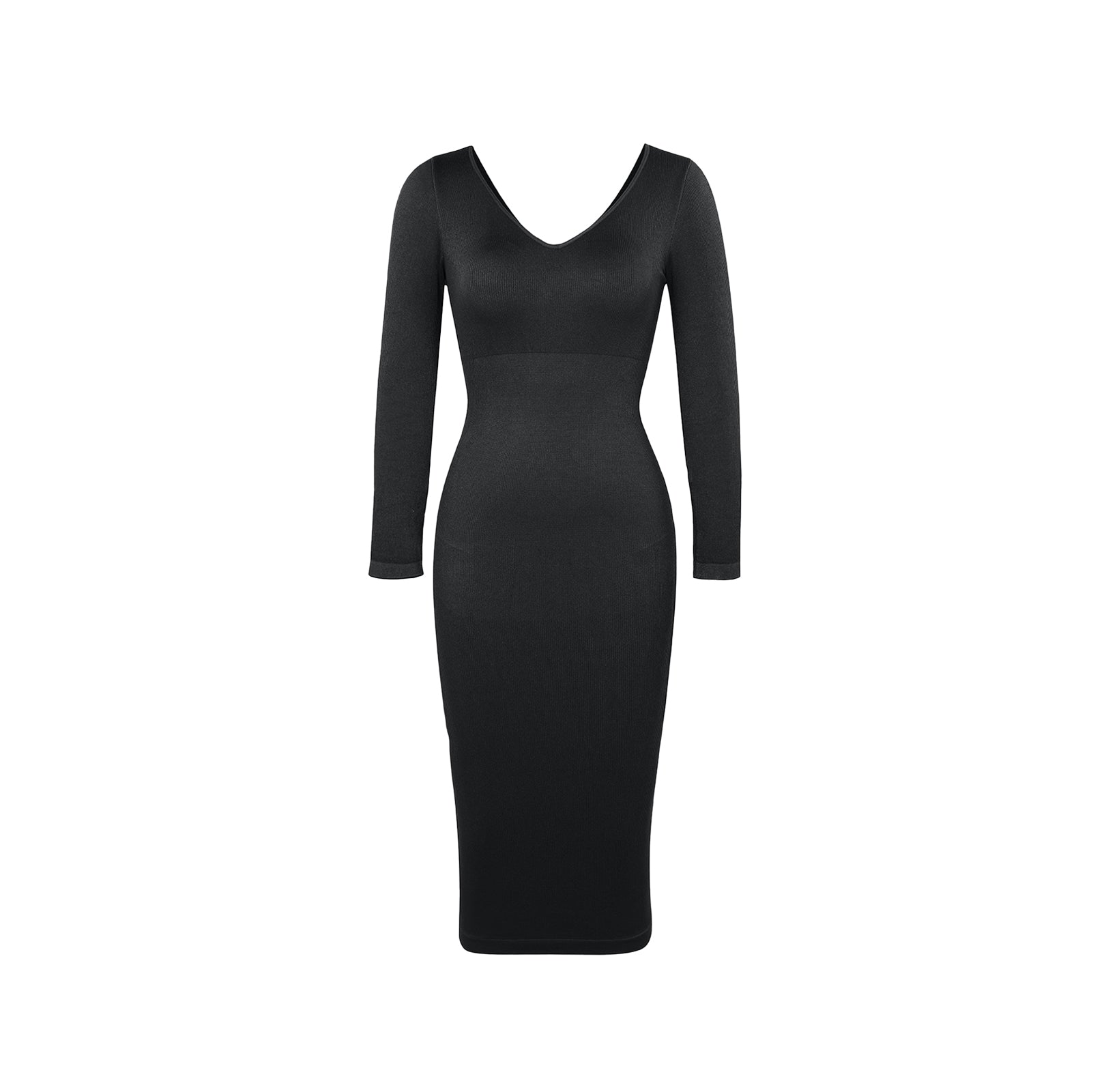 Whitney | Sculpting V-Neck Long Sleeve Midi Dress