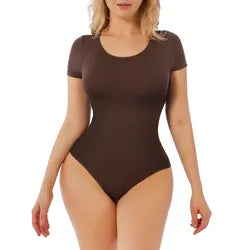 Jessie | Seamless Sculpting Thong Bodysuit - Round Neck Short Sleeve