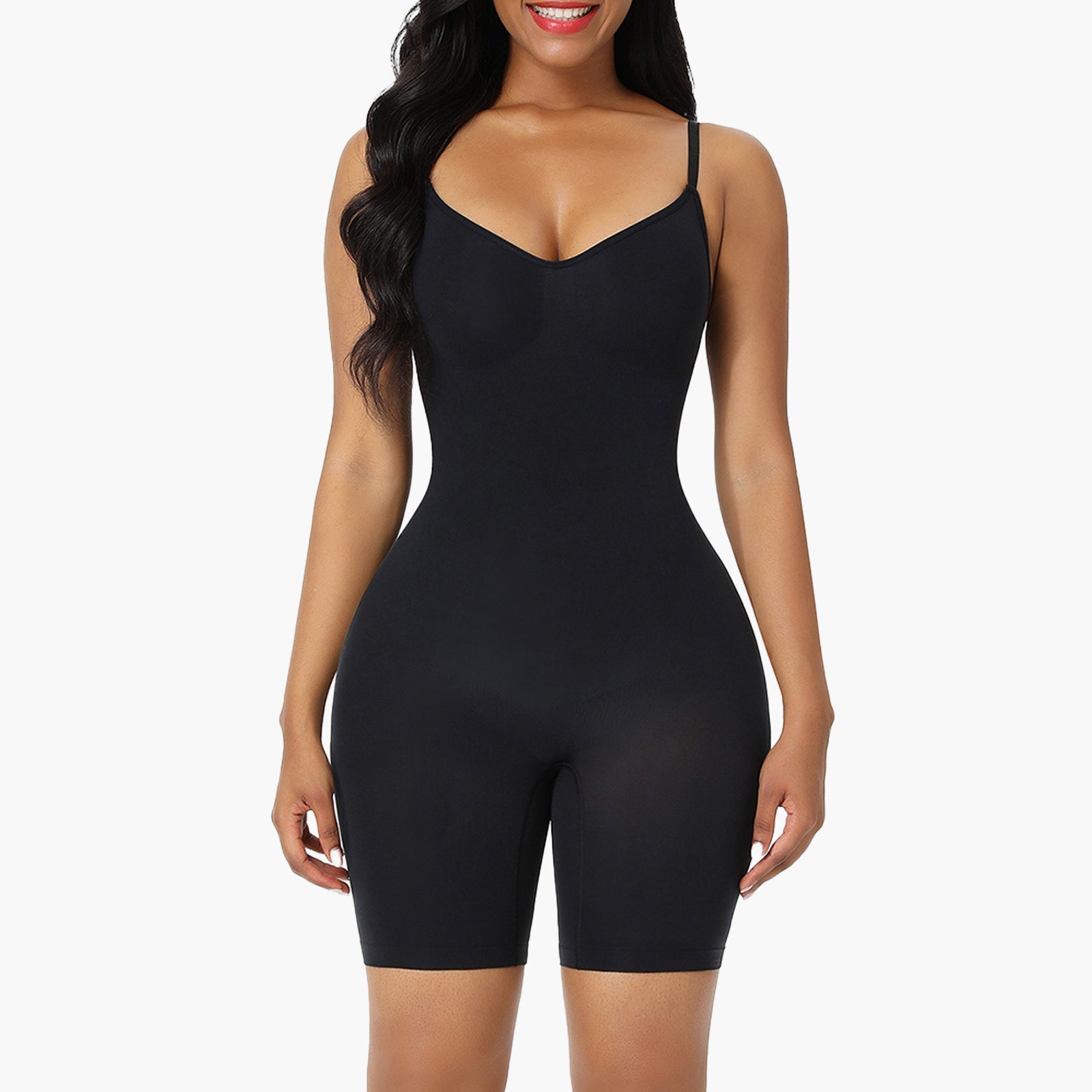 Sofia | Seamless Body Sculpting Mid Thigh Bodysuit - Adjustable Straps