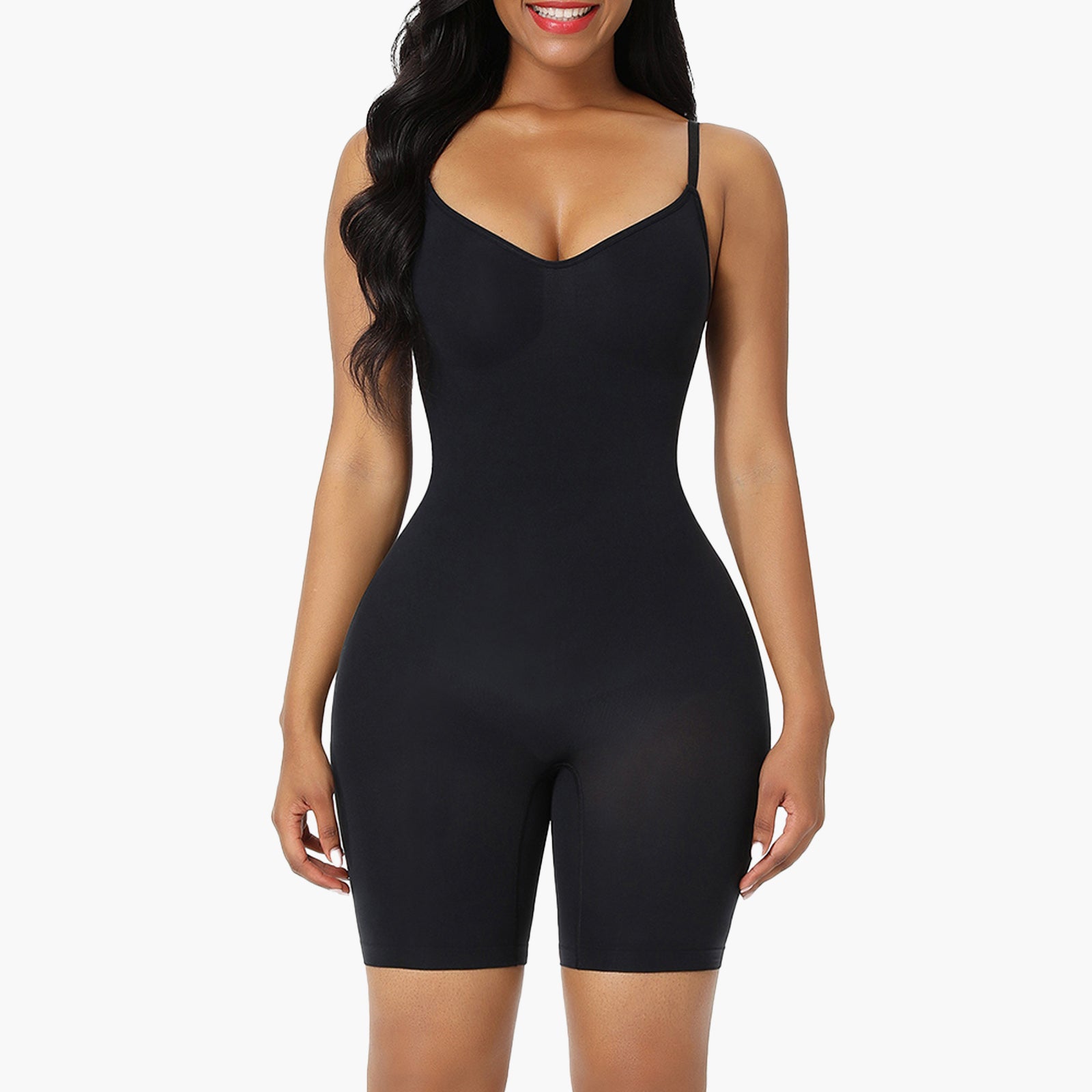 GluteLifting Mid-Thigh Bodysuit w/Front Closure & High Back (BE13)