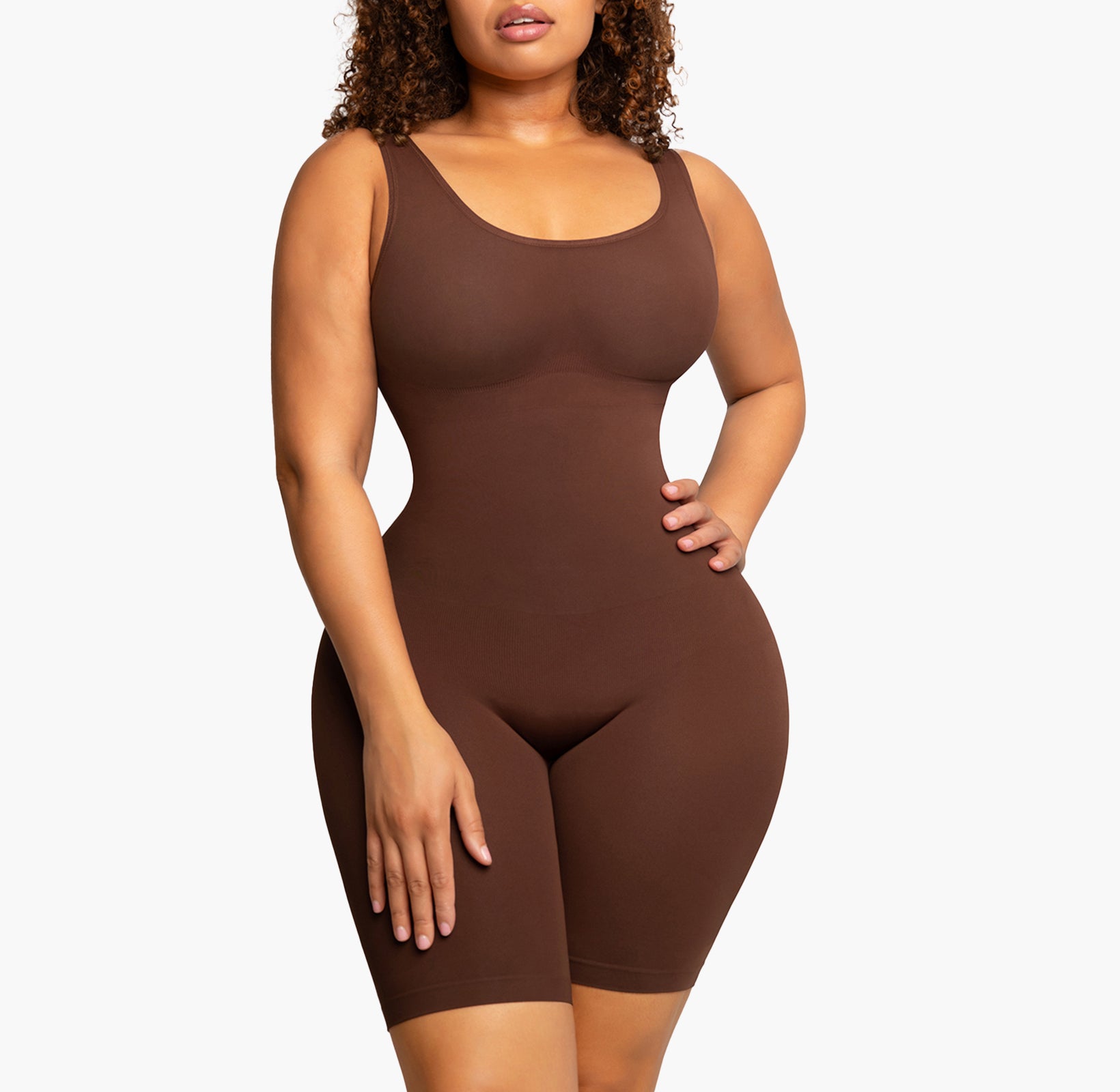 Cora | Seamless Body Sculpting Mid Thigh Bodysuit - Low Cut