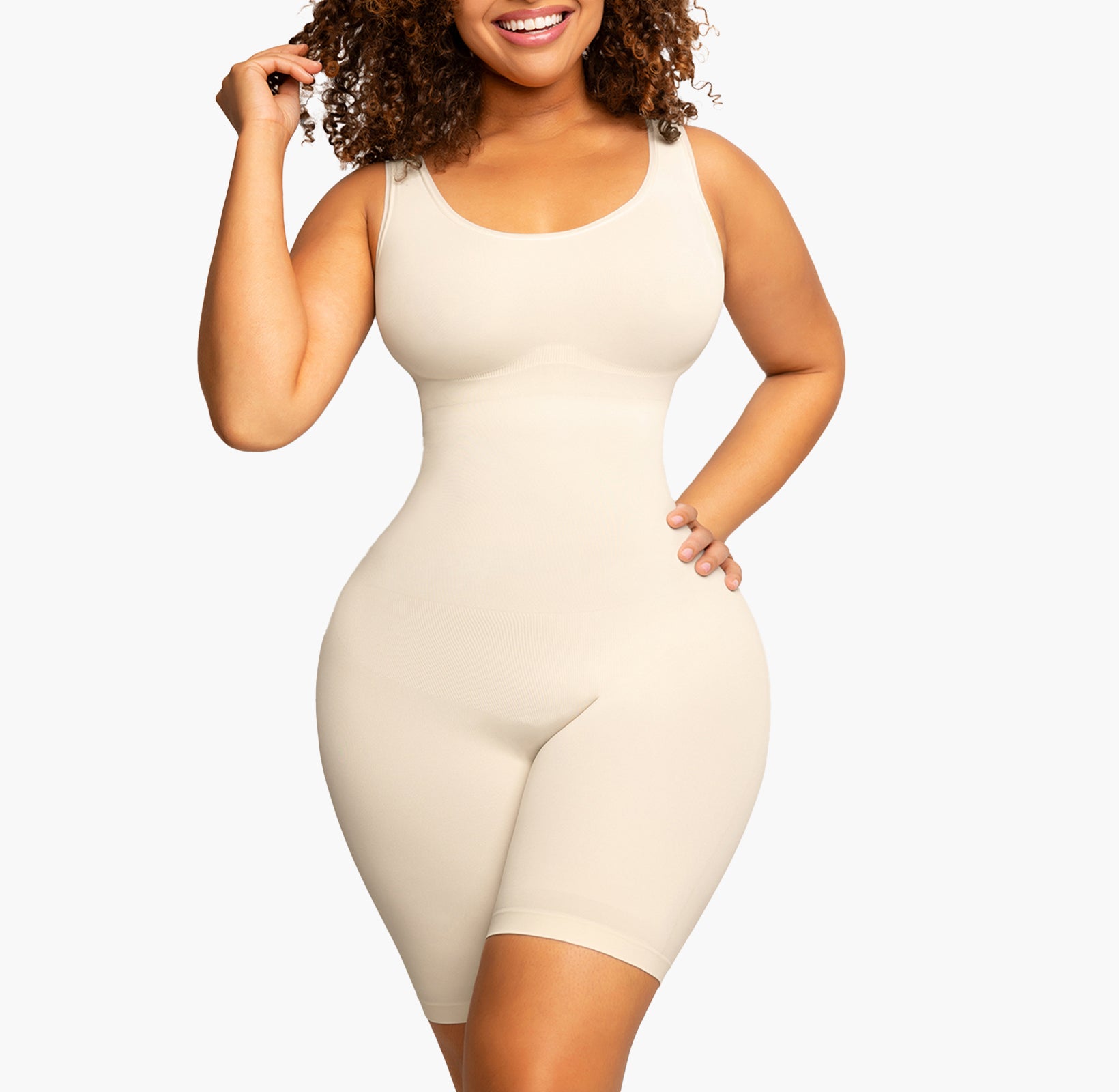 Cora | Seamless Body Sculpting Mid Thigh Bodysuit - Low Cut