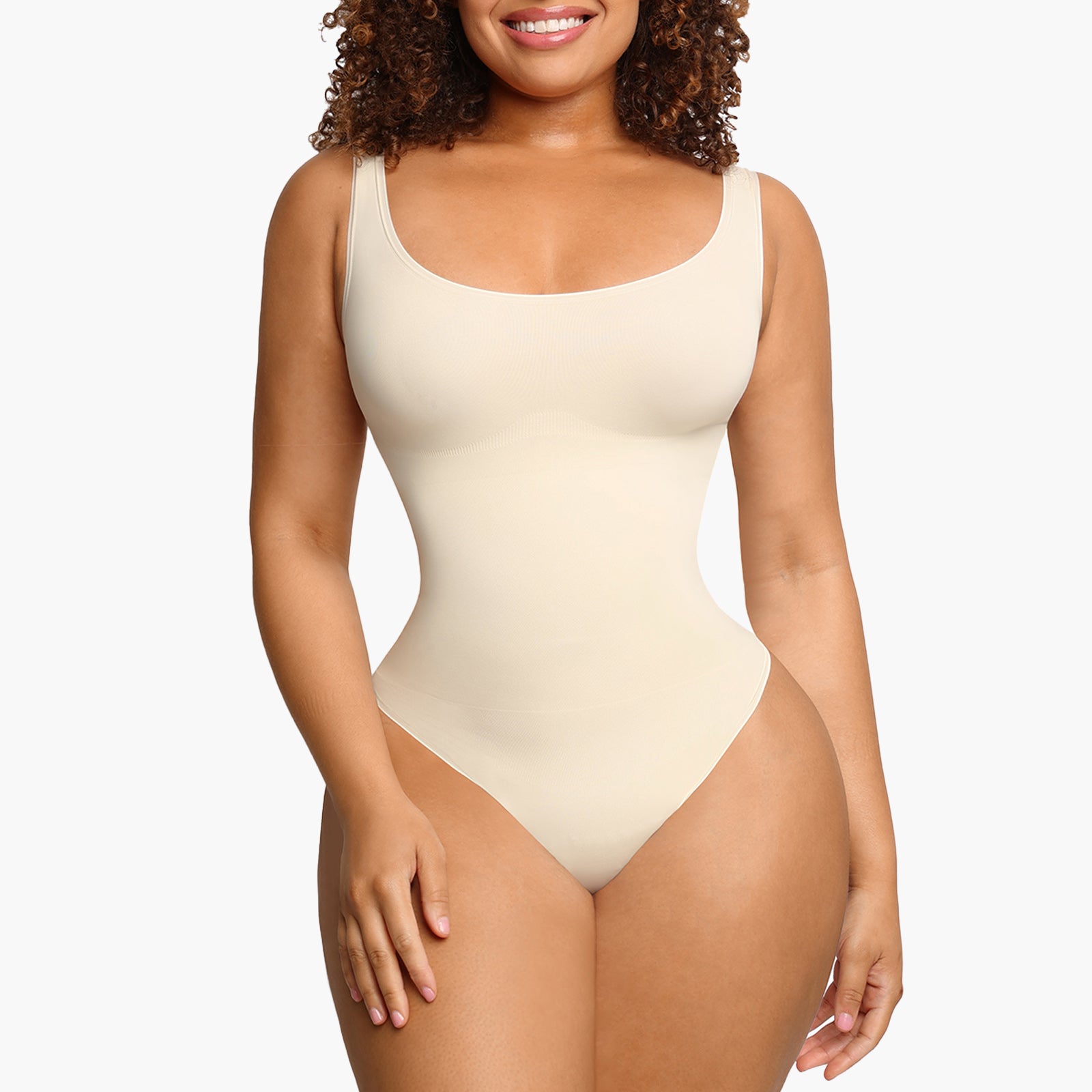 Stacey | Seamless Sculpting Thong Bodysuit - Low Cut Sleeveless