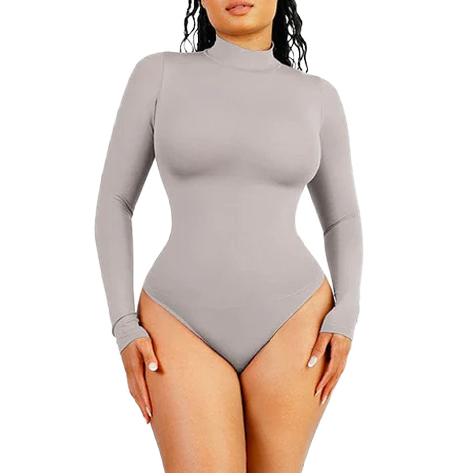 Victoria | Seamless Sculpting Thong Bodysuit - Turtleneck Long Sleeve