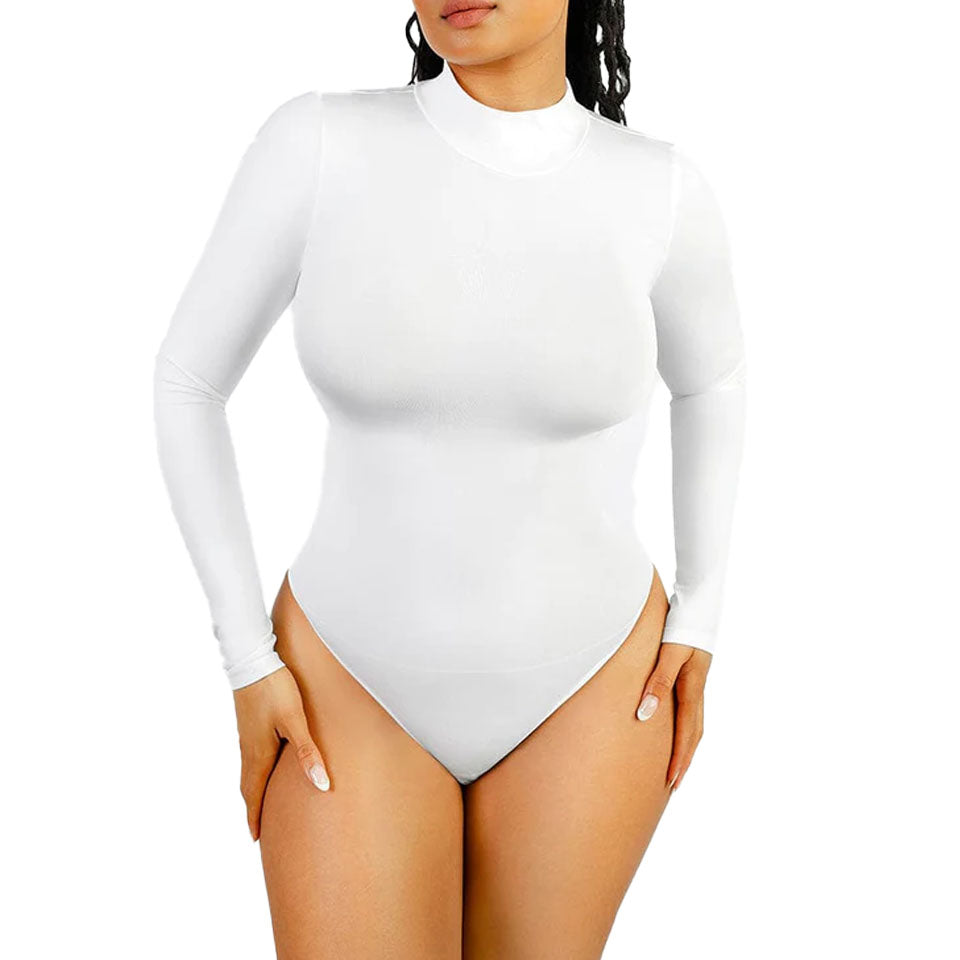 Victoria | Seamless Sculpting Thong Bodysuit - Turtleneck Long Sleeve